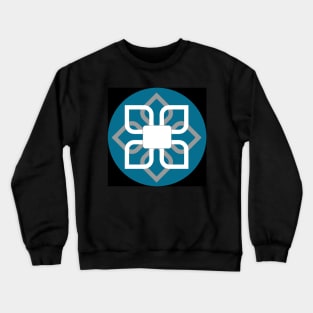 Geode Blockchain Mandala Logo Teal On Black Crewneck Sweatshirt